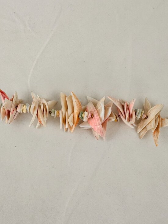 Vintage Shell Necklace 18" Natural Tropical Puka Shell Beach Choker Pink White - Picture 2 of 10